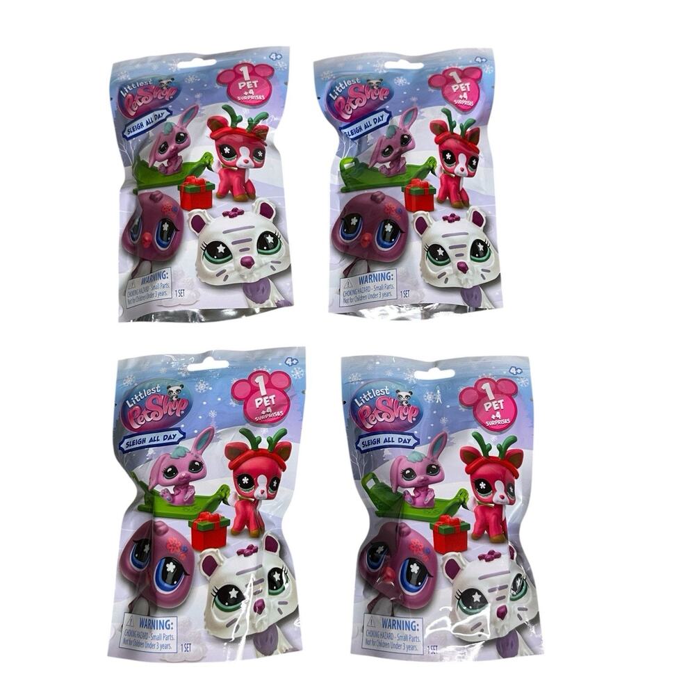 Littlest Pet Shop 2025 G7 Sleigh All Day LPS Christmas Edition Complete Set of 4